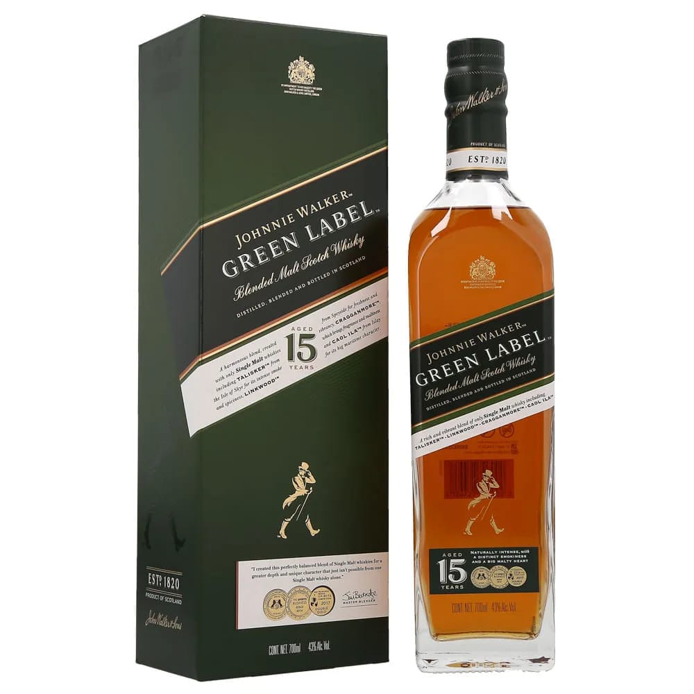 Whisky Johnnie Walker Green Label 15 Años 750ml 3/4